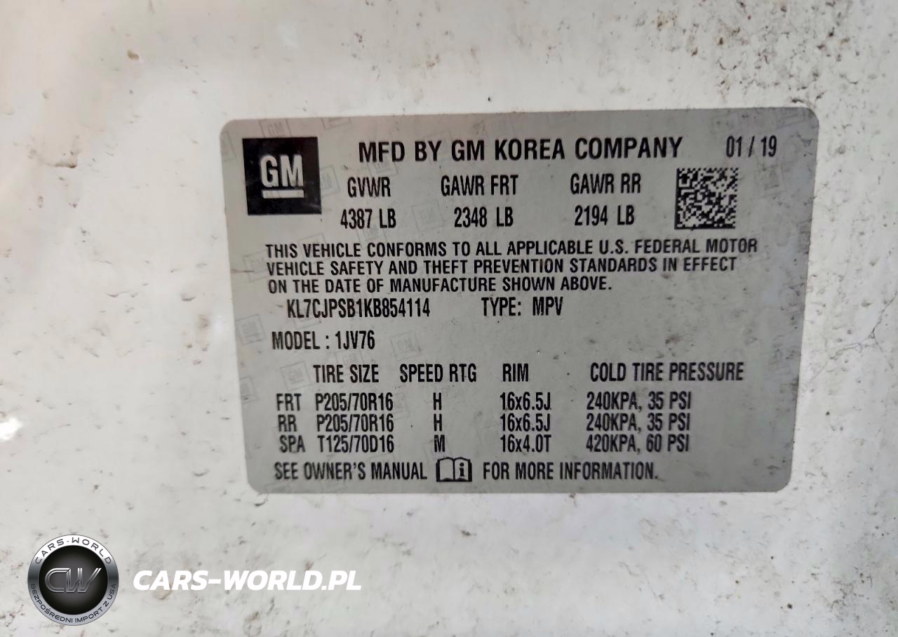 2019 Chevrolet Trax 1Lt VIN:KL7CJPSB1KB854114 - 12