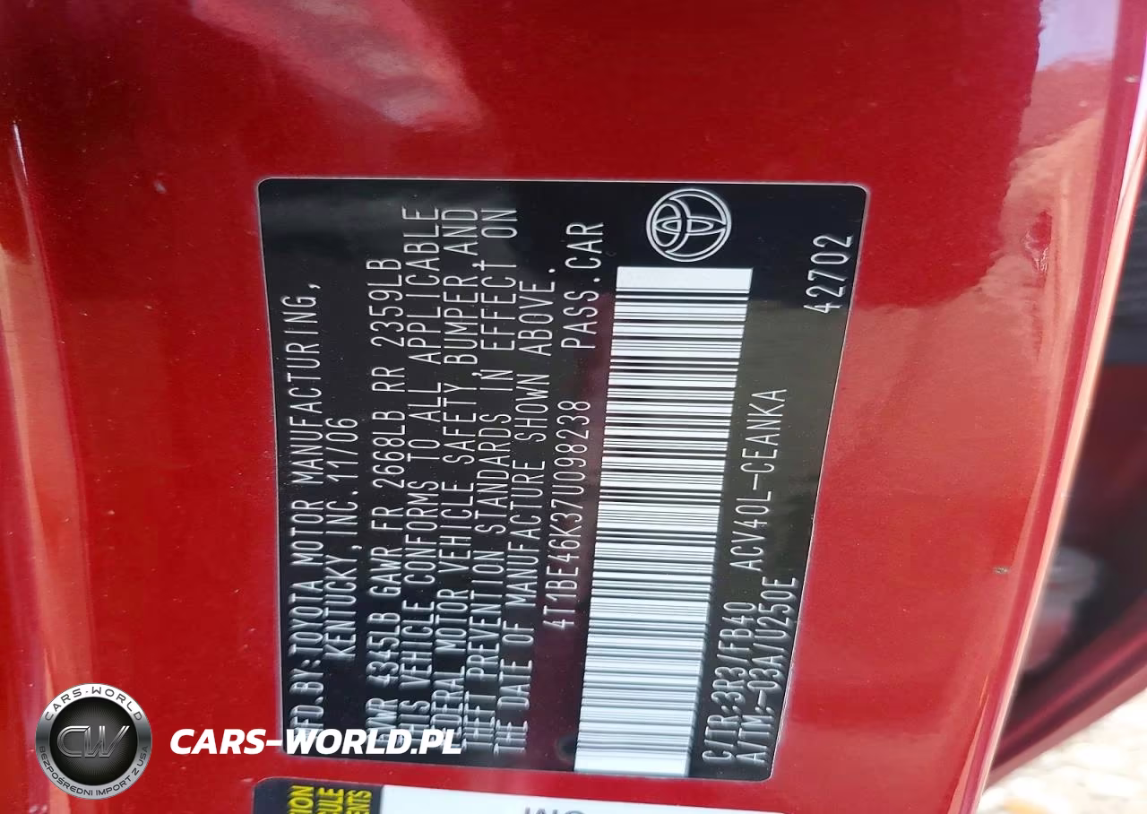 2007 Toyota Camry Le VIN:4T1BE46K37U098238 - 12