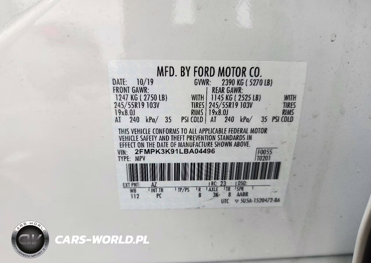 2020 Ford Edge Titanium VIN:2FMPK3K91LBA04496 - 13