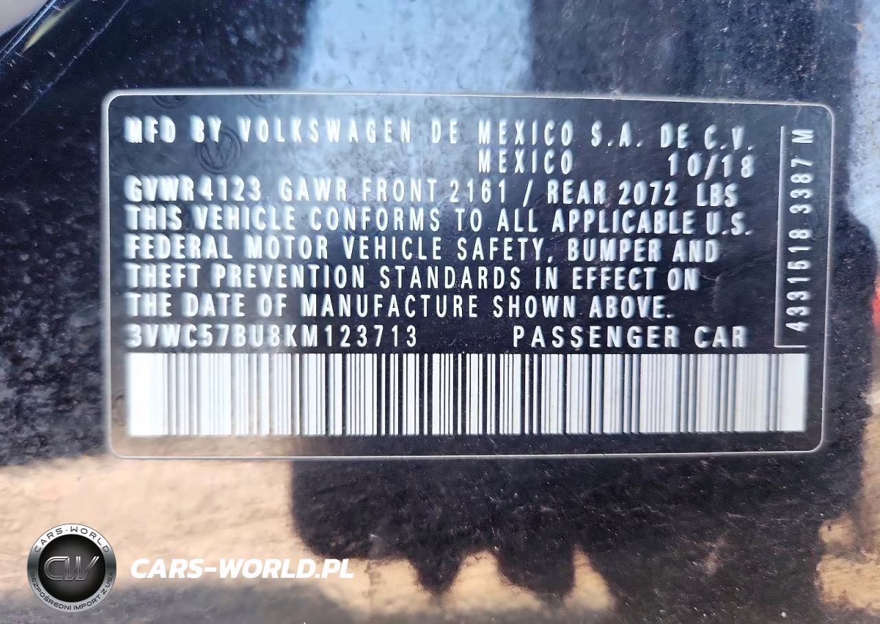 2019 Volkswagen Jetta S VIN:3VWC57BU8KM123713 - 12