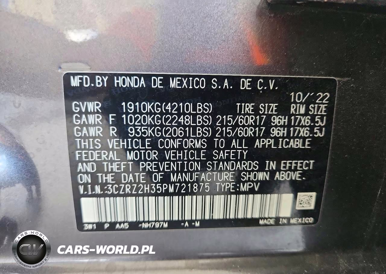 2023 Honda Hr-V Lx VIN:3CZRZ2H35PM721875 - 13