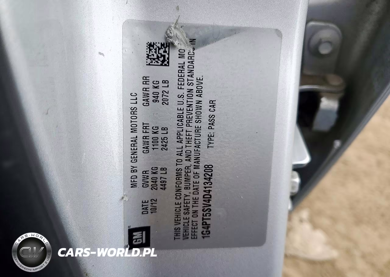 BUICK VERANO PRE VIN:1G4PT5SV4D4134208 - 12