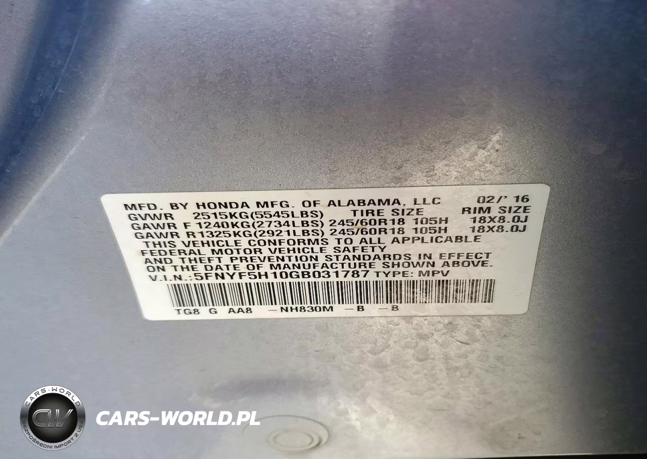 2016 Honda Pilot Lx VIN:5FNYF5H10GB031787 - 12