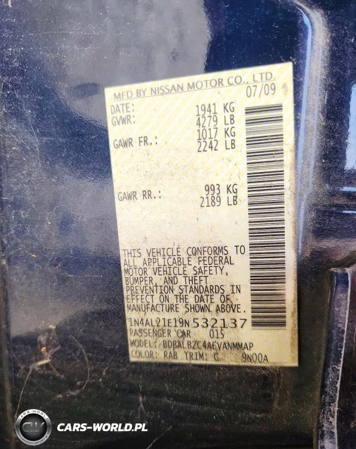 2009 Nissan Altima 2.5 VIN:1N4AL21E19N532137 - 12