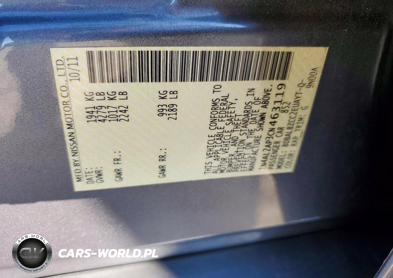 2012 Nissan Altima 2.5 VIN:1N4AL2AP3CN463119 - 12