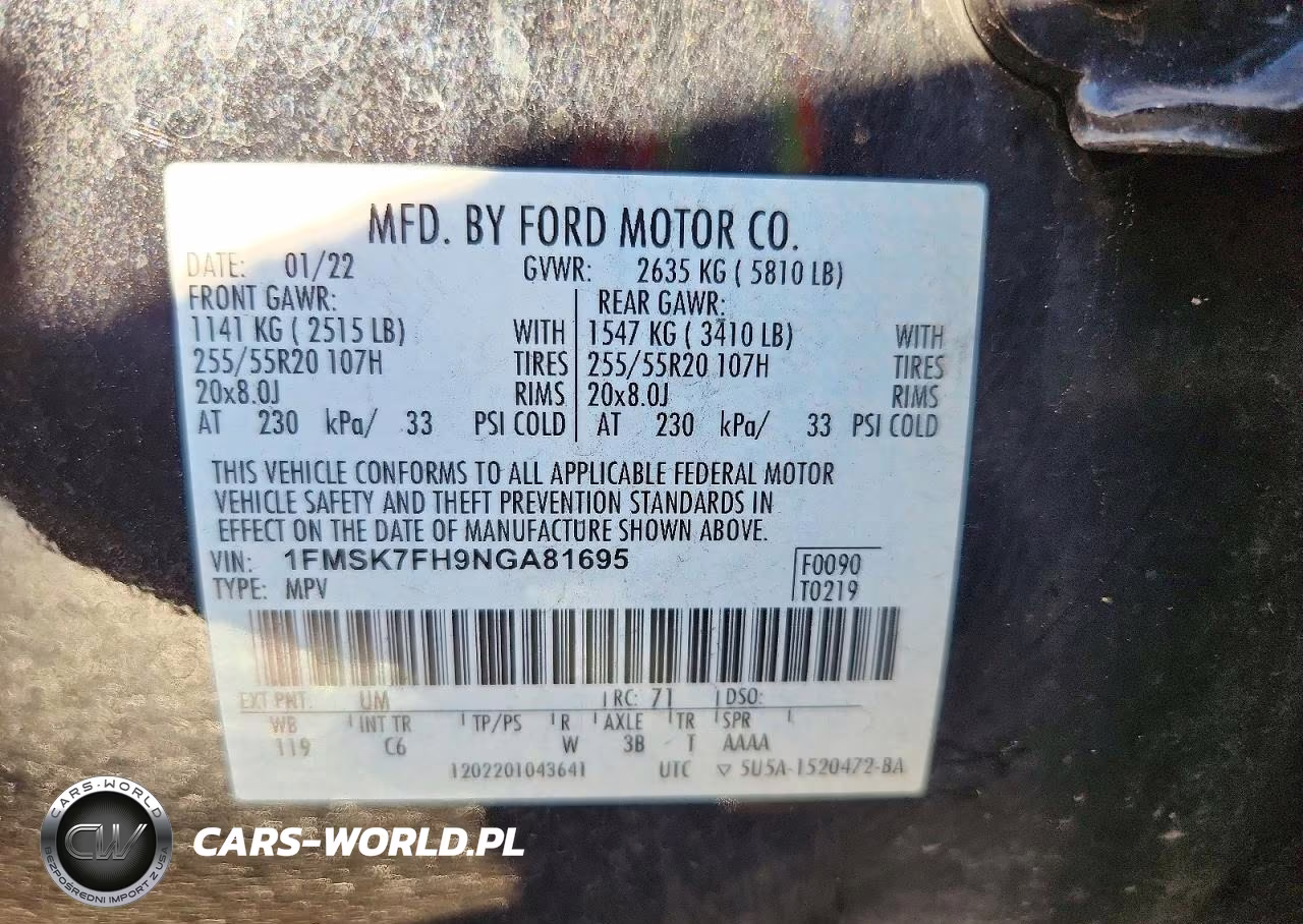 2022 Ford Explorer Limited VIN:1FMSK7FH9NGA81695 - 13