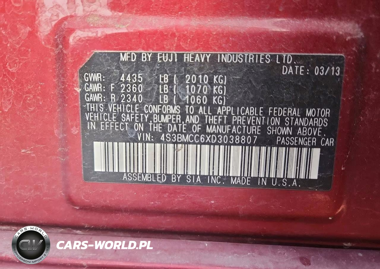 2013 Subaru Legacy 2.5I Premium VIN:4S3BMCC6XD3038807 - 12