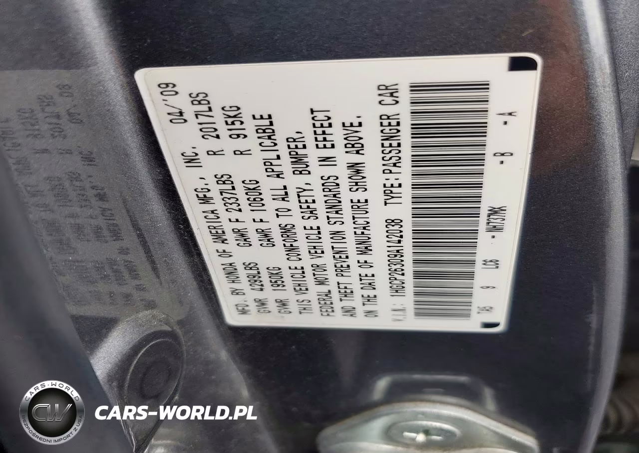 2009 Honda Accord Lx VIN:1HGCP26309A142038 - 12