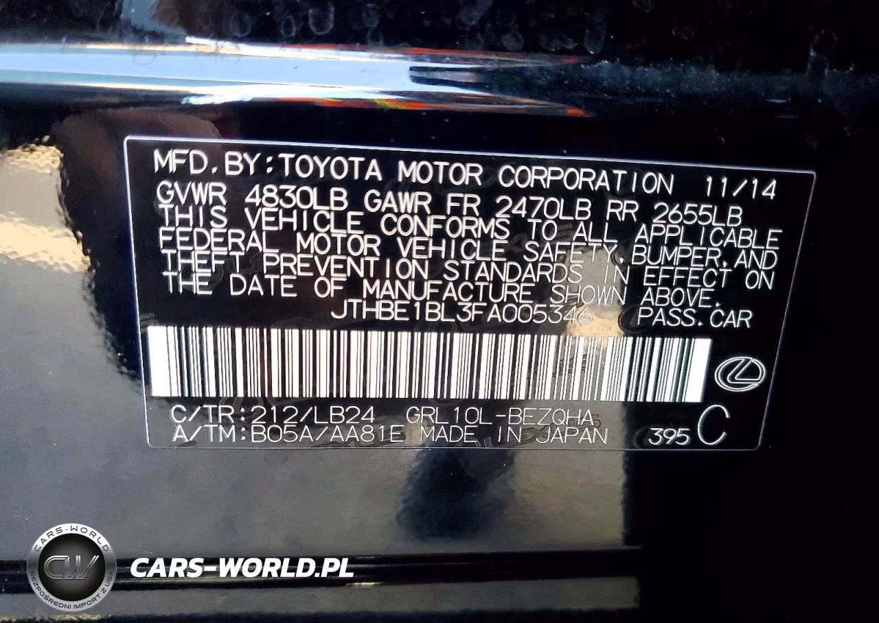 2015 Lexus Gs 350 VIN:JTHBE1BL3FA005346 - 12