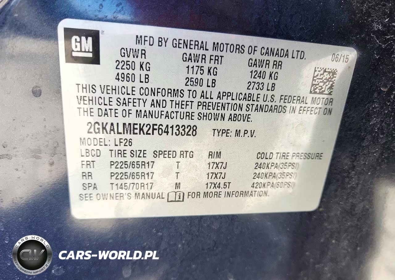 2015 GMC Terrain Sle VIN:2GKALMEK2F6413328 - 13