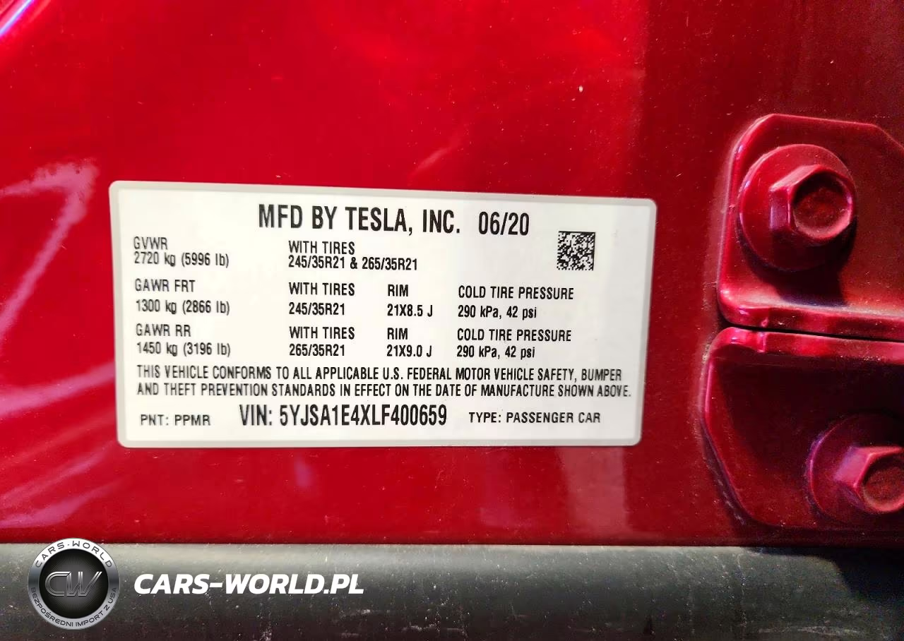 2020 Tesla Model S VIN:5YJSA1E4XLF400659 - 13