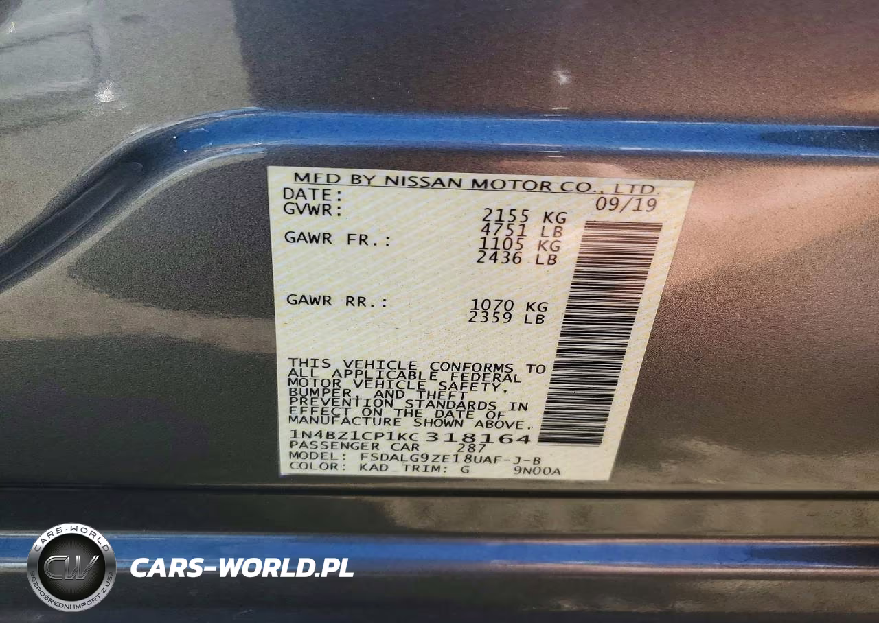 2019 Nissan Leaf Sl Plus VIN:1N4BZ1CP1KC318164 - 14