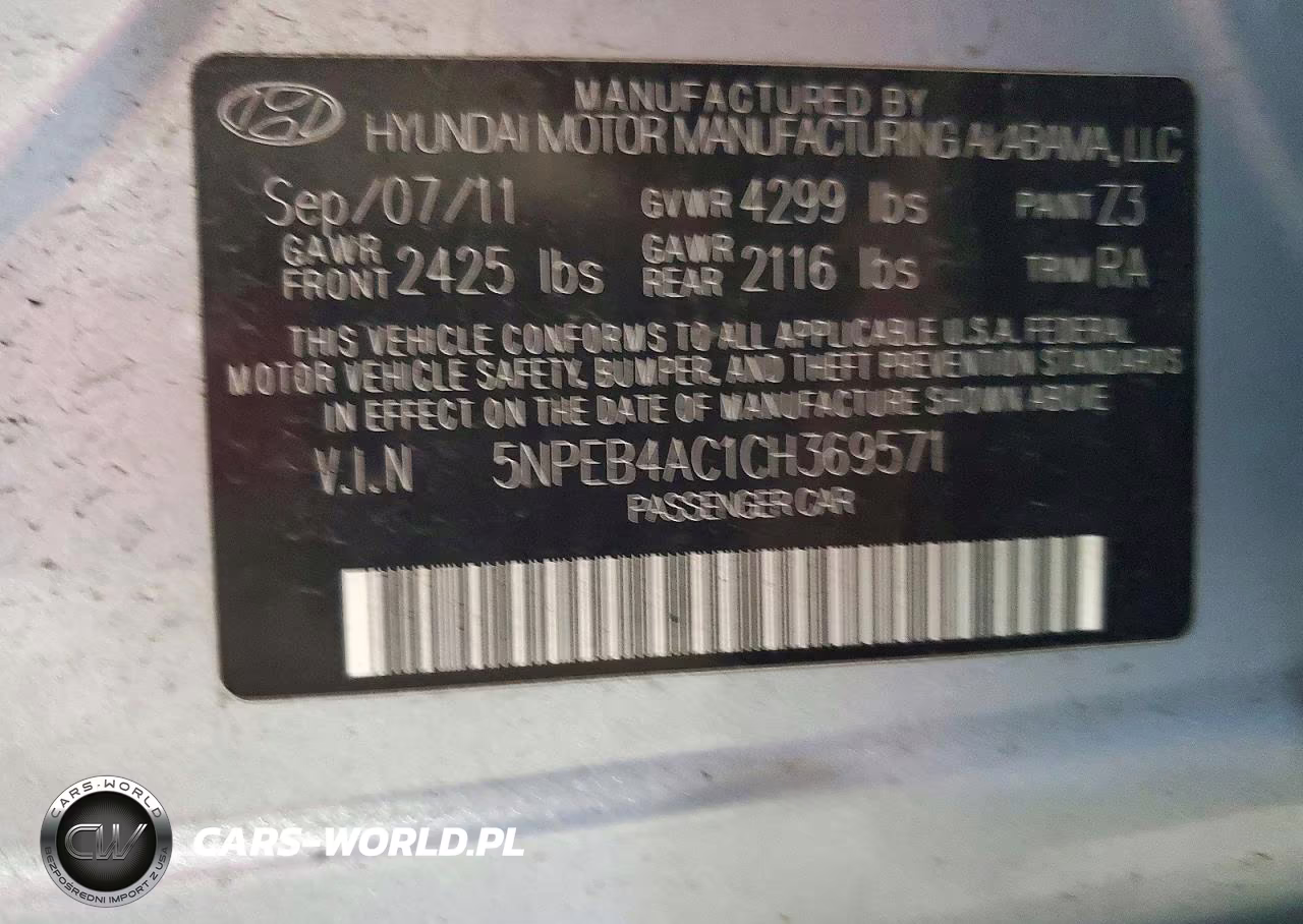 2012 Hyundai Sonata Gls VIN:5NPEB4AC1CH369571 - 12