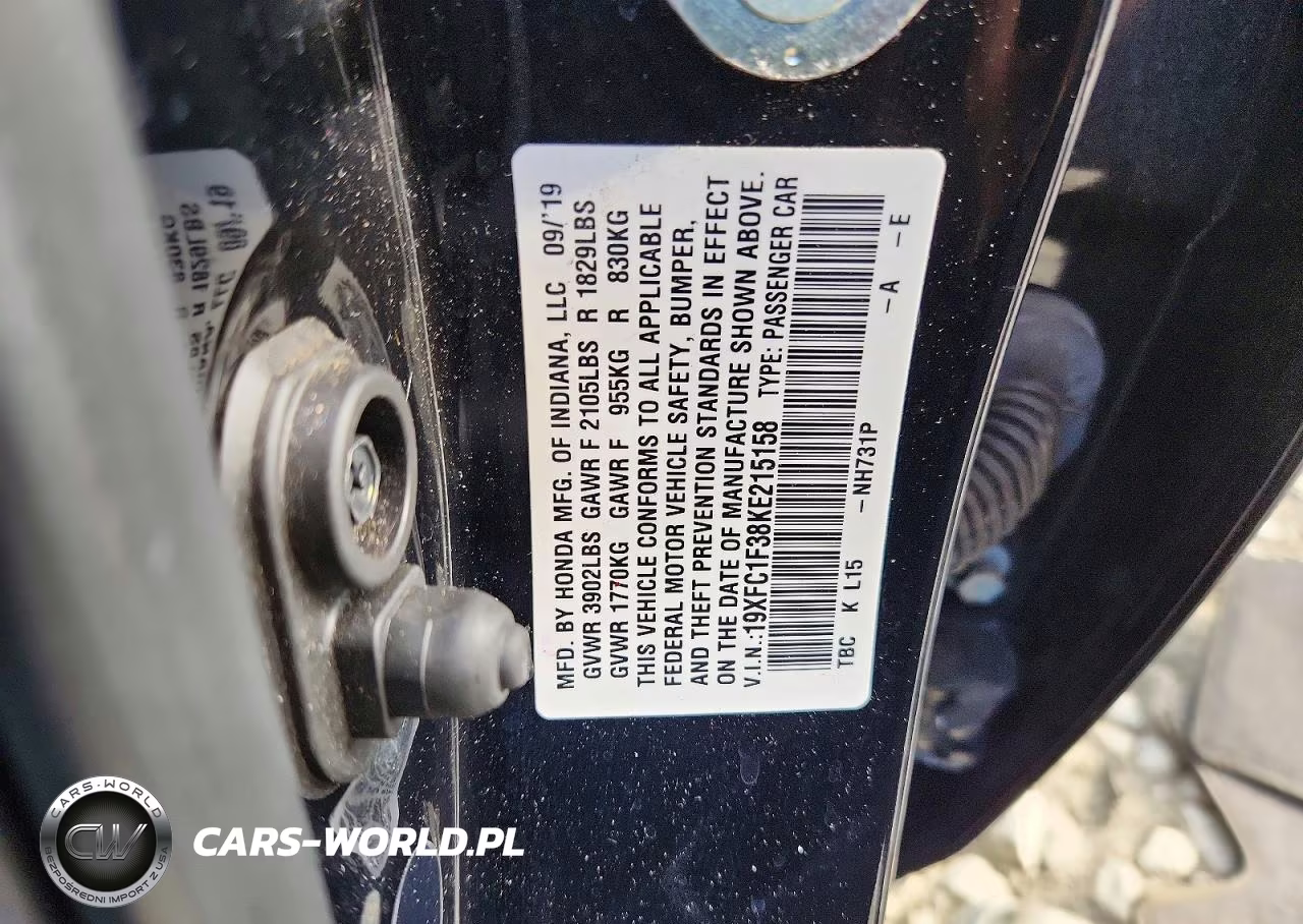 2019 Honda Civic Ex VIN:19XFC1F38KE215158 - 12