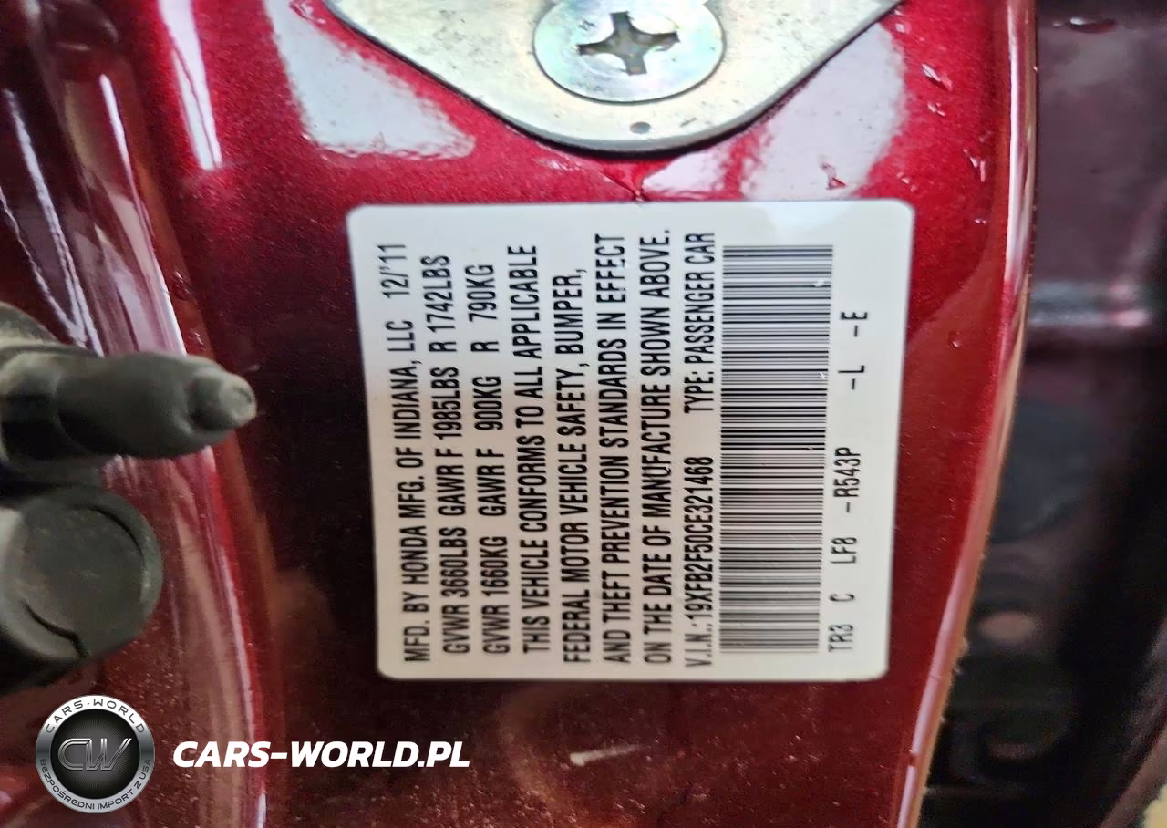 2012 Honda Civic Lx VIN:19XFB2F50CE321468 - 13