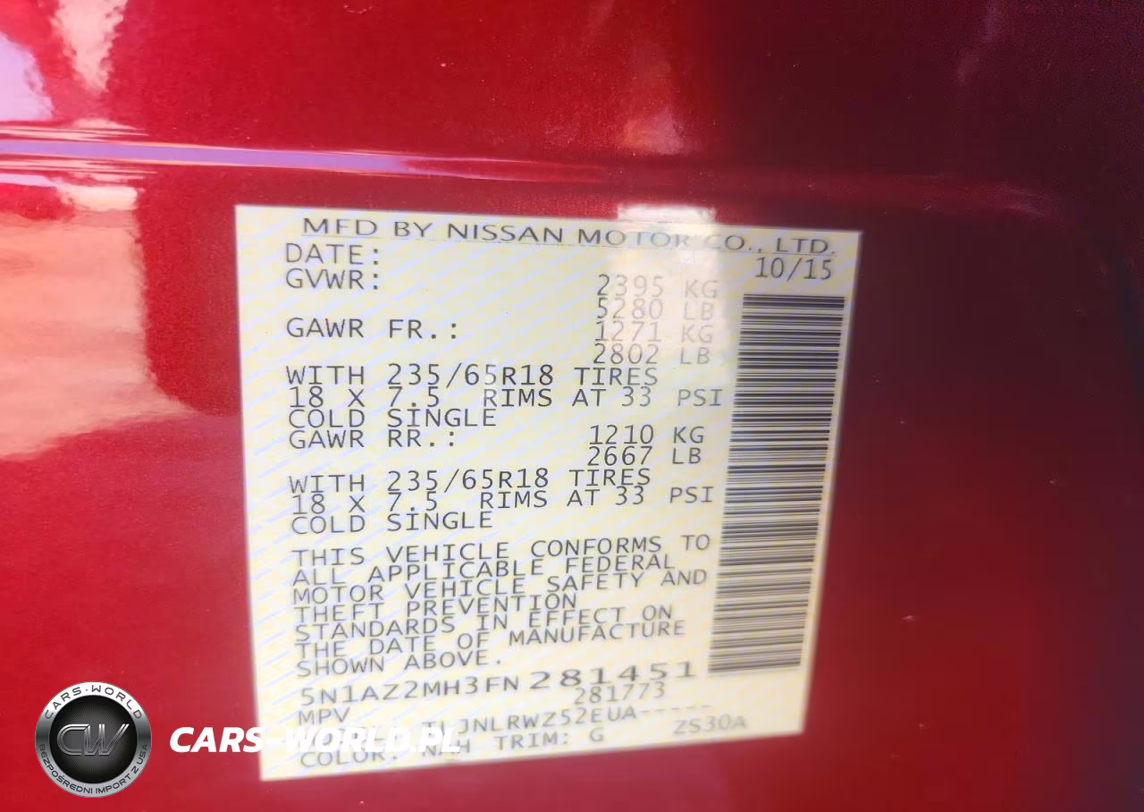 2015 Nissan Murano Sl VIN:5N1AZ2MH3FN281451 - 14