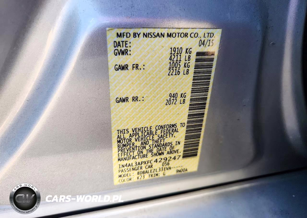 2015 Nissan Altima 2.5 S VIN:1N4AL3APXFC429247 - 12