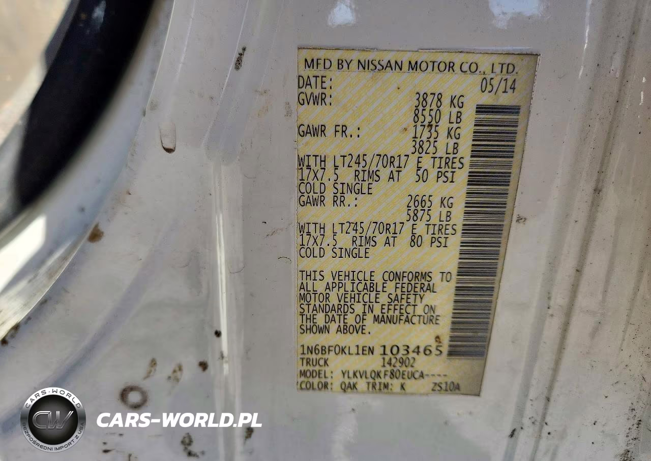2014 Nissan Nv 1500 S VIN:1N6BF0KL1EN103465 - 13
