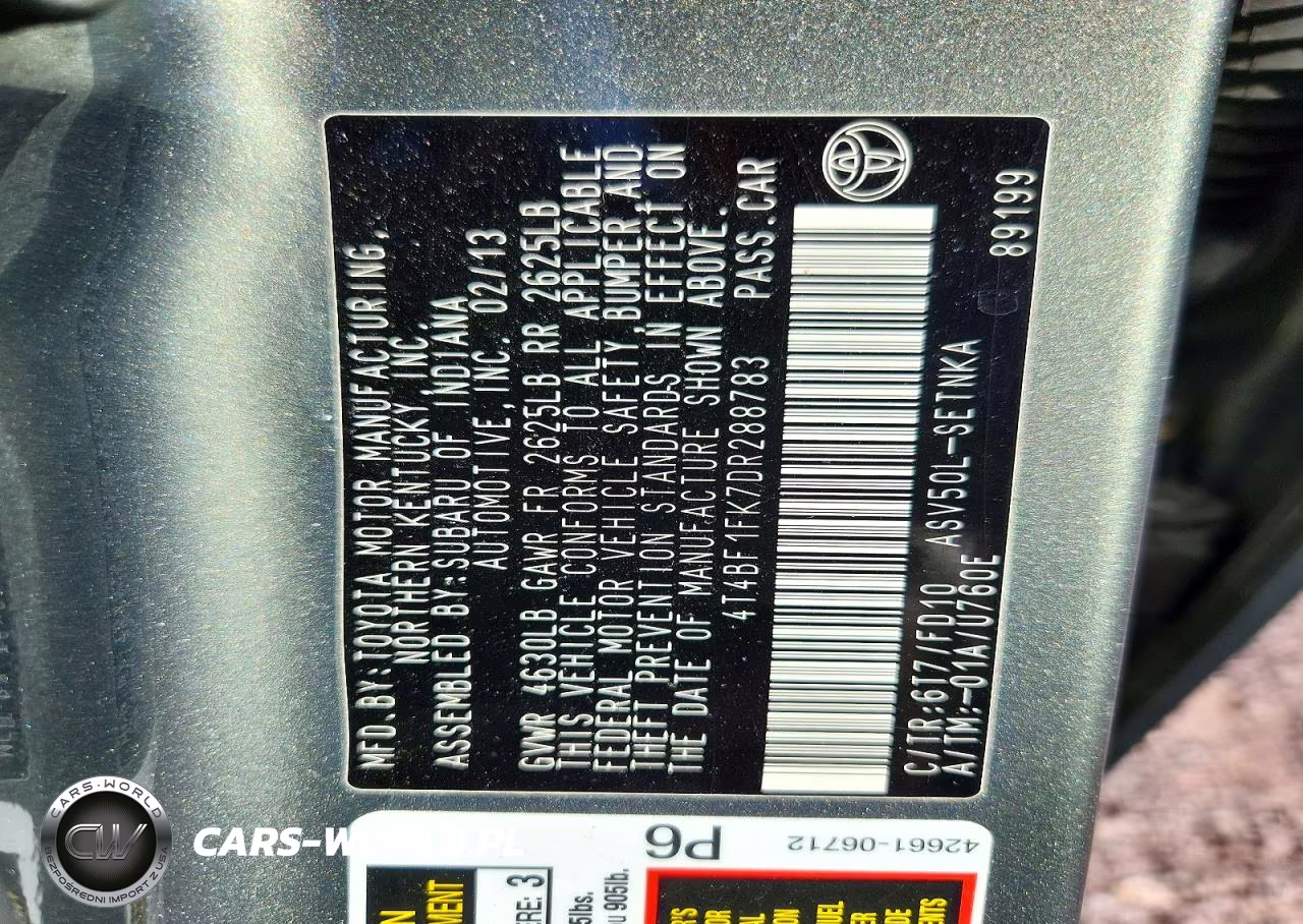 2013 Toyota Camry Le VIN:4T4BF1FK7DR288783 - 13