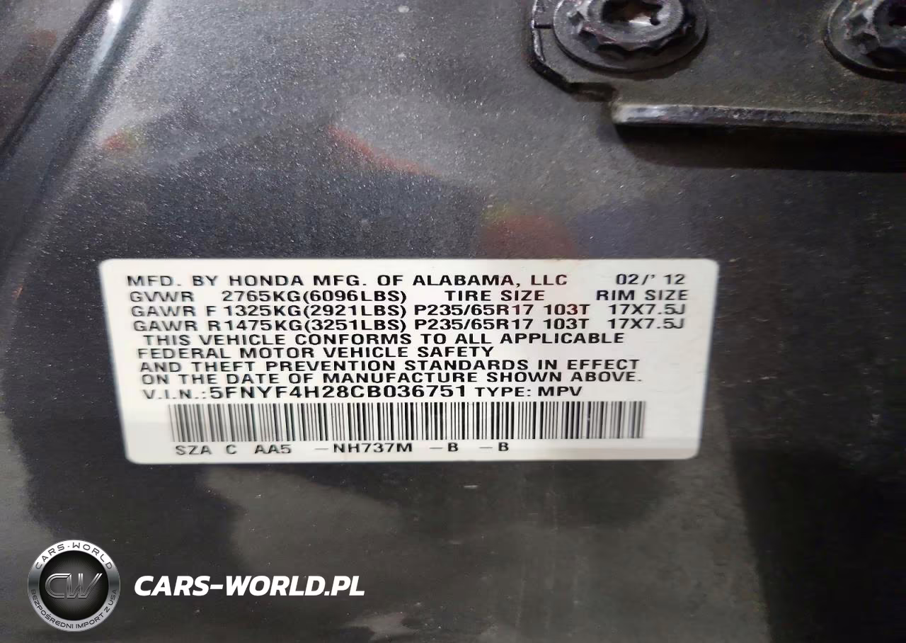 2012 Honda Pilot Lx VIN:5FNYF4H28CB036751 - 13