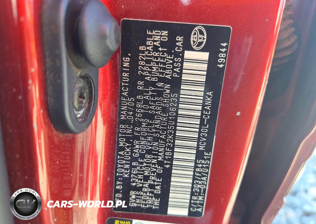 2005 Toyota Camry Le V6 VIN:4T1BF32K35U106235 - 12