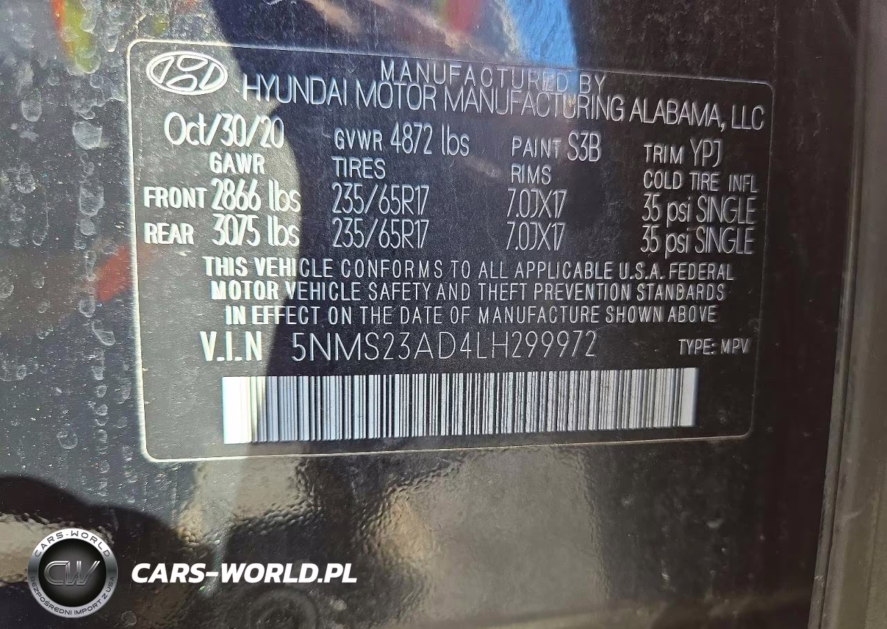 2020 Hyundai Santa Fe Se VIN:5NMS23AD4LH299972 - 13