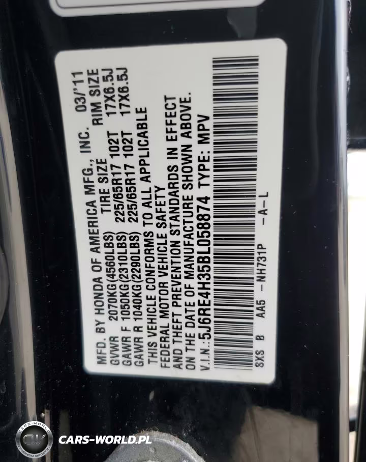 2011 Honda Cr-V Lx VIN:5J6RE4H35BL058874 - 13