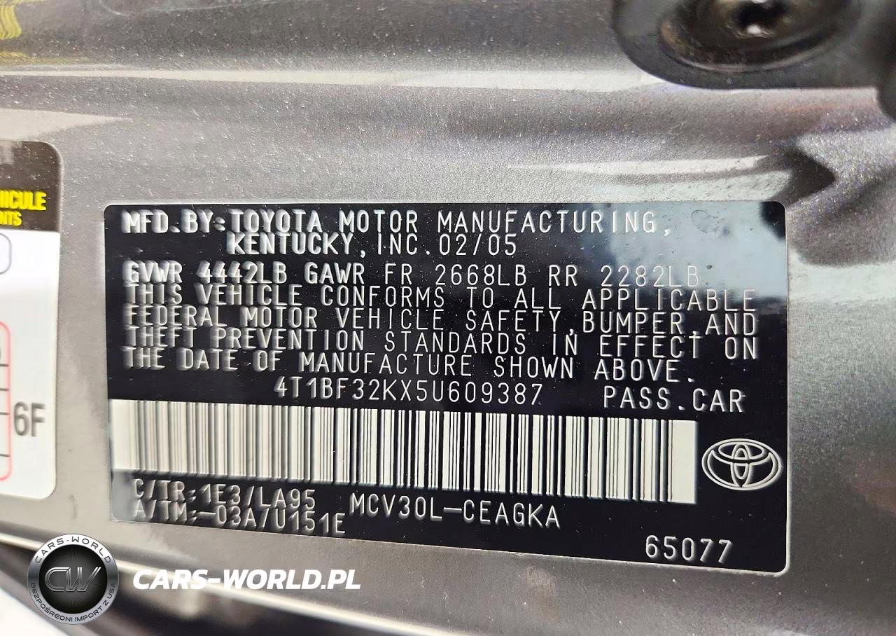2005 Toyota Camry Xle V6 VIN:4T1BF32KX5U609387 - 12