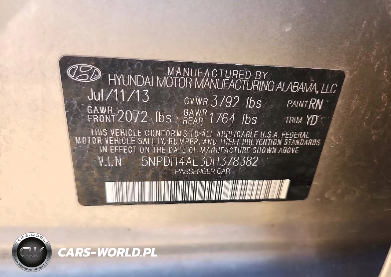 2013 Hyundai Elantra Gls VIN:5NPDH4AE3DH378382 - 12