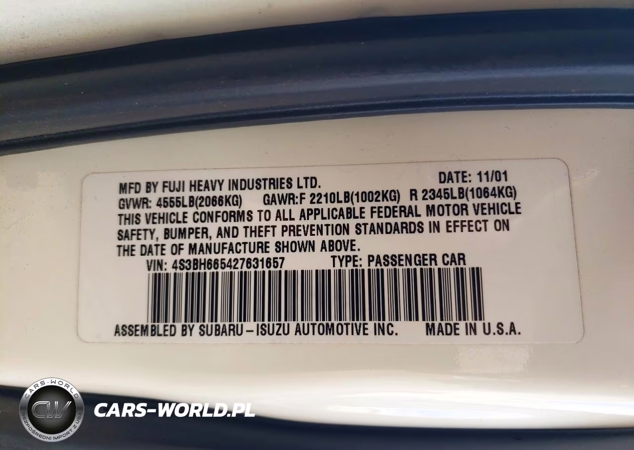 2002 Subaru Legacy Outback VIN:4S3BH665427631657 - 13