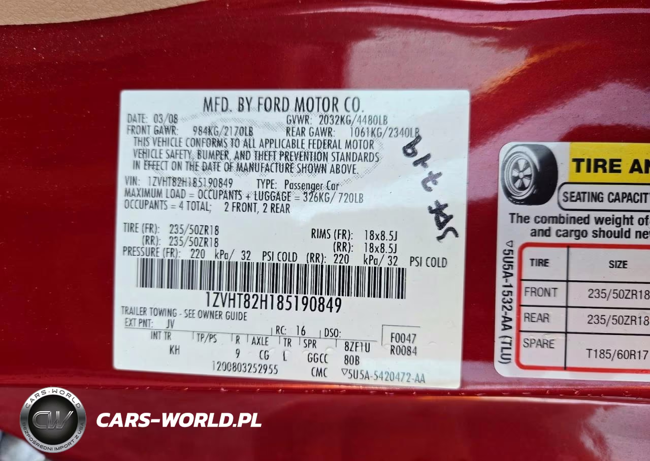 2008 Ford Mustang Gt VIN:1ZVHT82H185190849 - 12