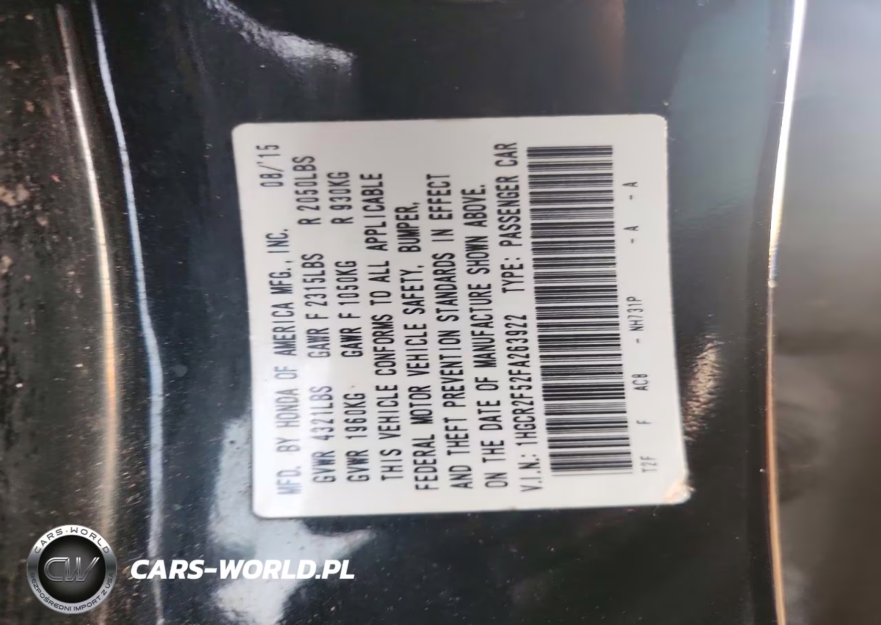 2015 Honda Accord Sport VIN:1HGCR2F52FA263922 - 13