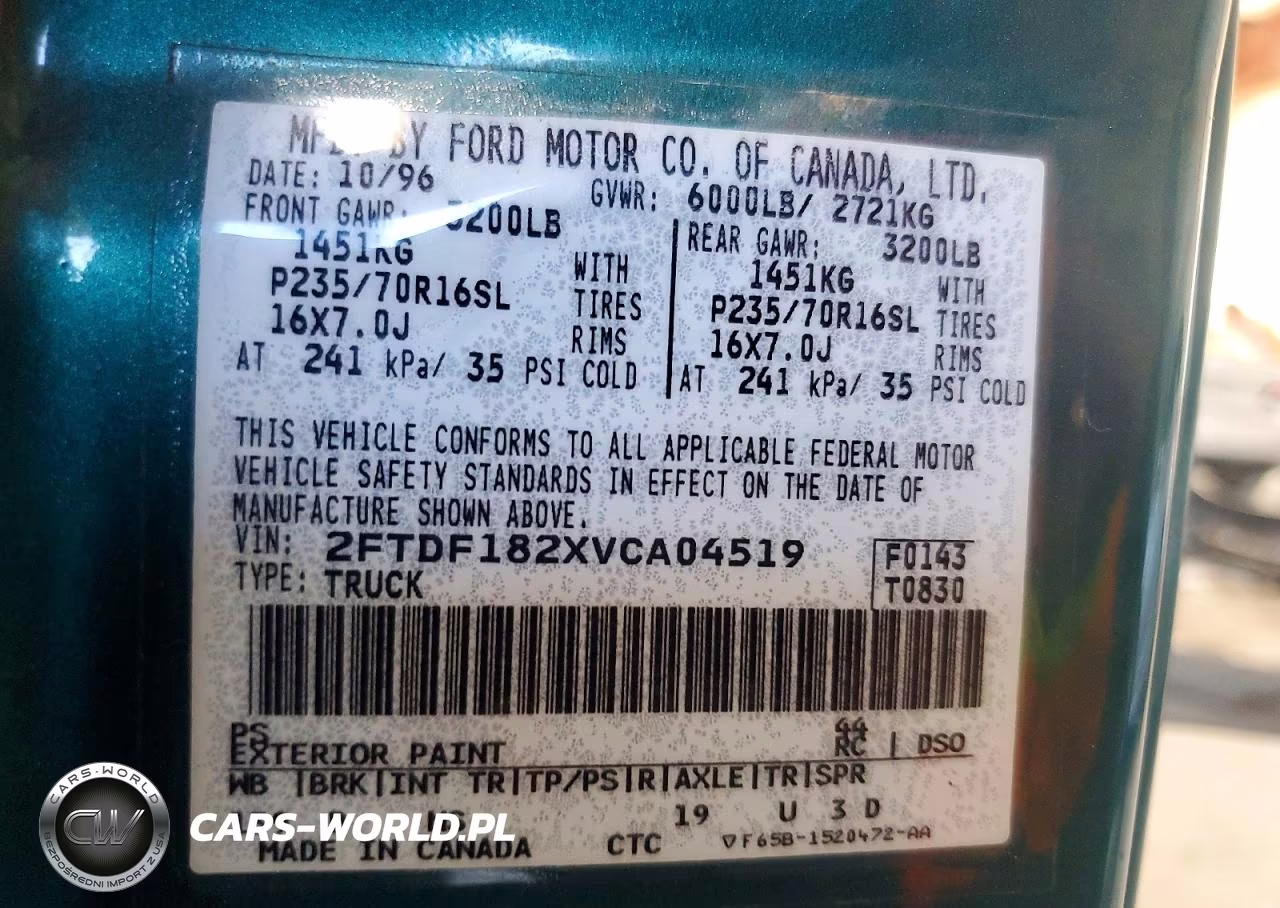 1997 Ford F150 VIN:2FTDF182XVCA04519 - 13