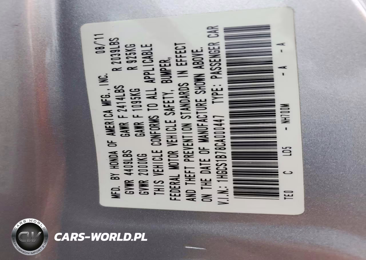 2012 Honda Accord Ex VIN:1HGCS1B78CA000447 - 13