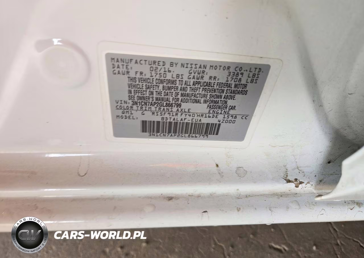 2016 Nissan Versa 1.6 S VIN:3N1CN7AP2GL866799 - 12