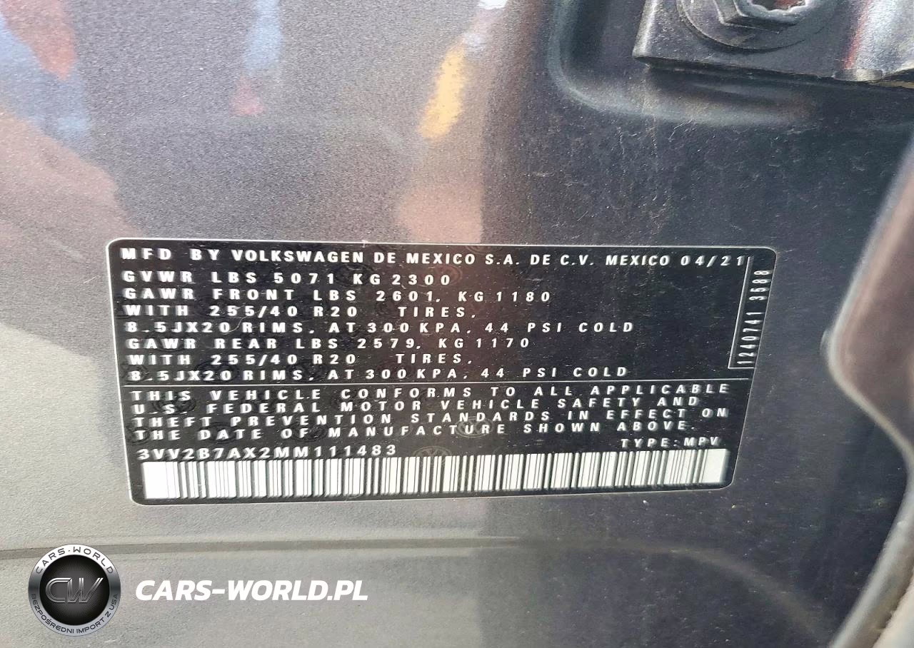 2021 Volkswagen Tiguan Se VIN:3VV2B7AX2MM111483 - 13