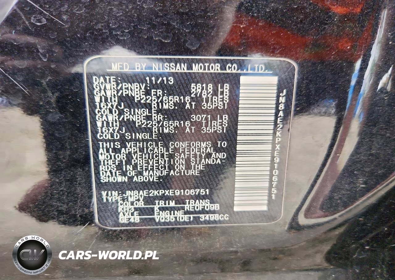 2014 Nissan Quest 3.5 Sv VIN:JN8AE2KPXE9106751 - 13
