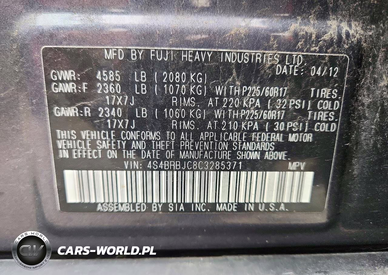 2012 Subaru Outback 2.5I Limited VIN:4S4BRBJC8C3285371 - 13