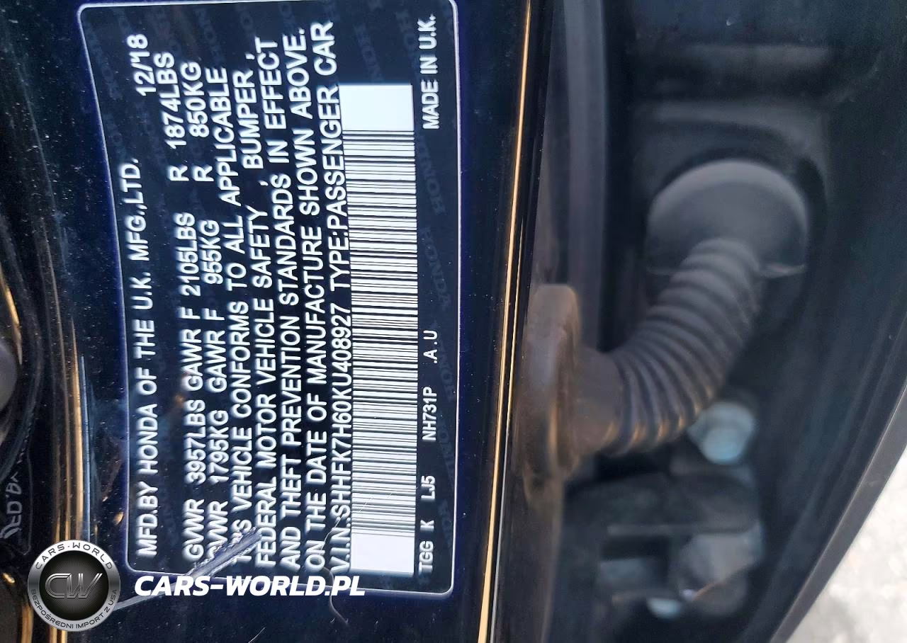 2019 Honda Civic Ex VIN:SHHFK7H60KU408927 - 12