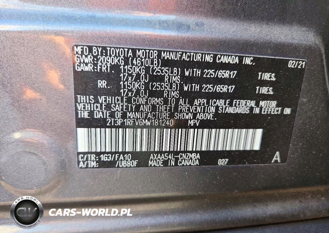 2021 Toyota Rav4 Xle VIN:2T3P1RFV6MW181240 - 13
