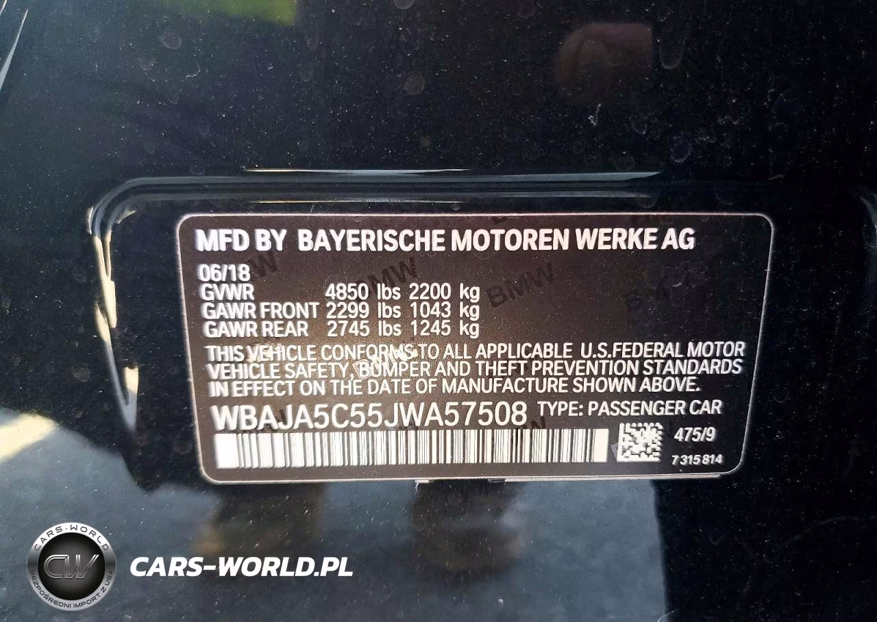 2018 BMW 530 I VIN:WBAJA5C55JWA57508 - 12