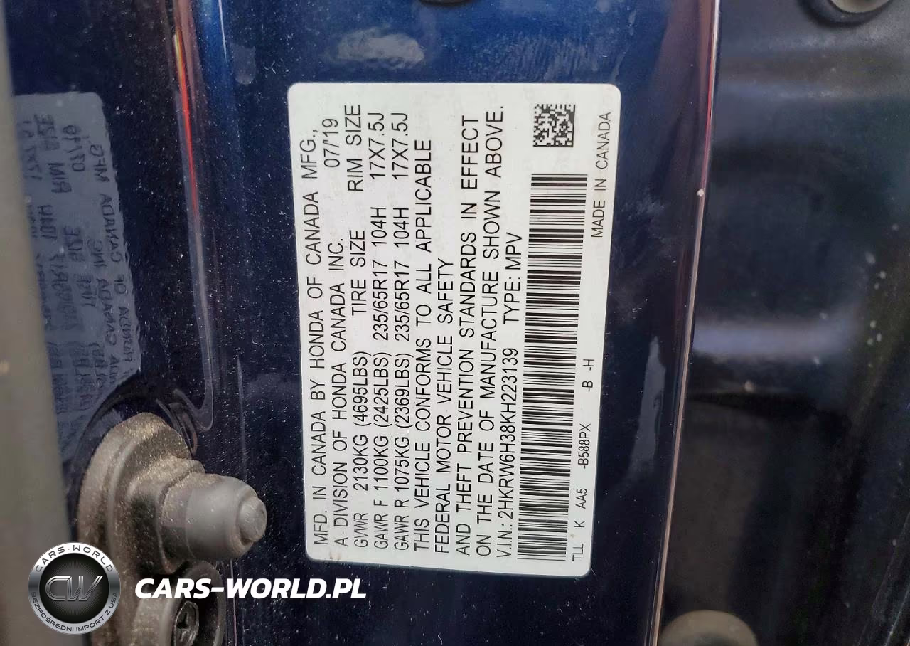 2019 Honda Cr-V Lx VIN:2HKRW6H38KH223139 - 13