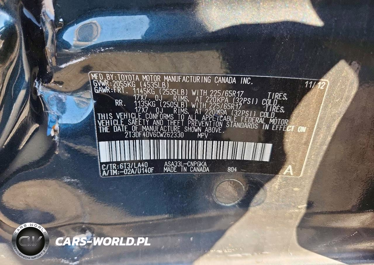 2012 Toyota Rav4 Limited VIN:2T3DF4DV6CW262330 - 12
