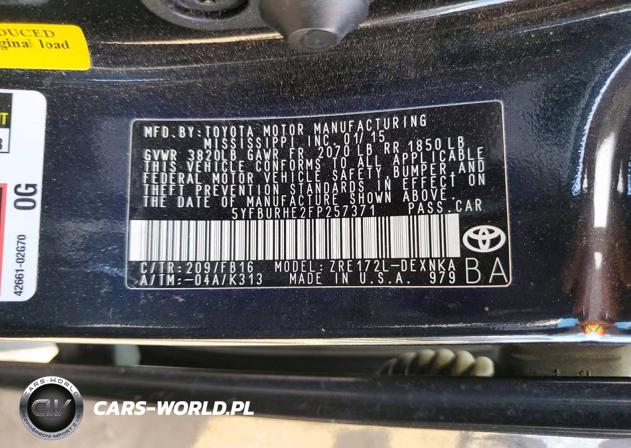2015 Toyota Corolla Le Plus VIN:5YFBURHE2FP257371 - 13