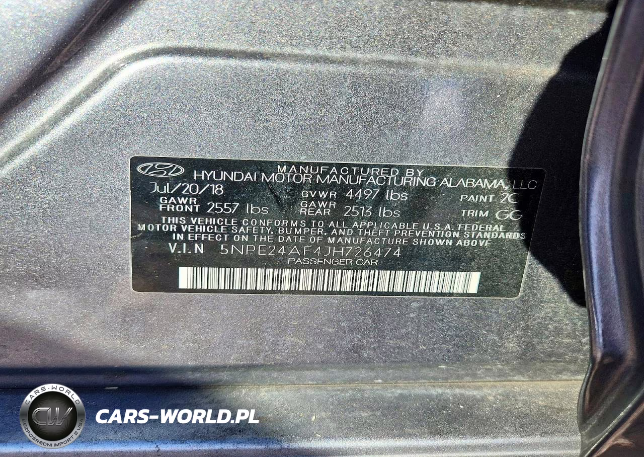 2018 Hyundai Sonata Se VIN:5NPE24AF4JH726474 - 12