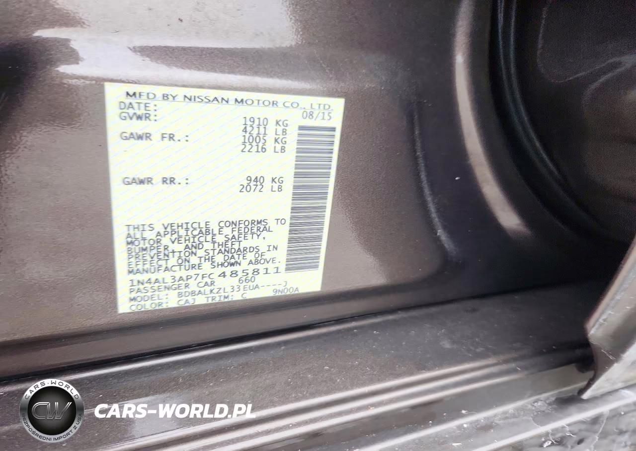 2015 Nissan Altima 2.5 Sv VIN:1N4AL3AP7FC485811 - 12
