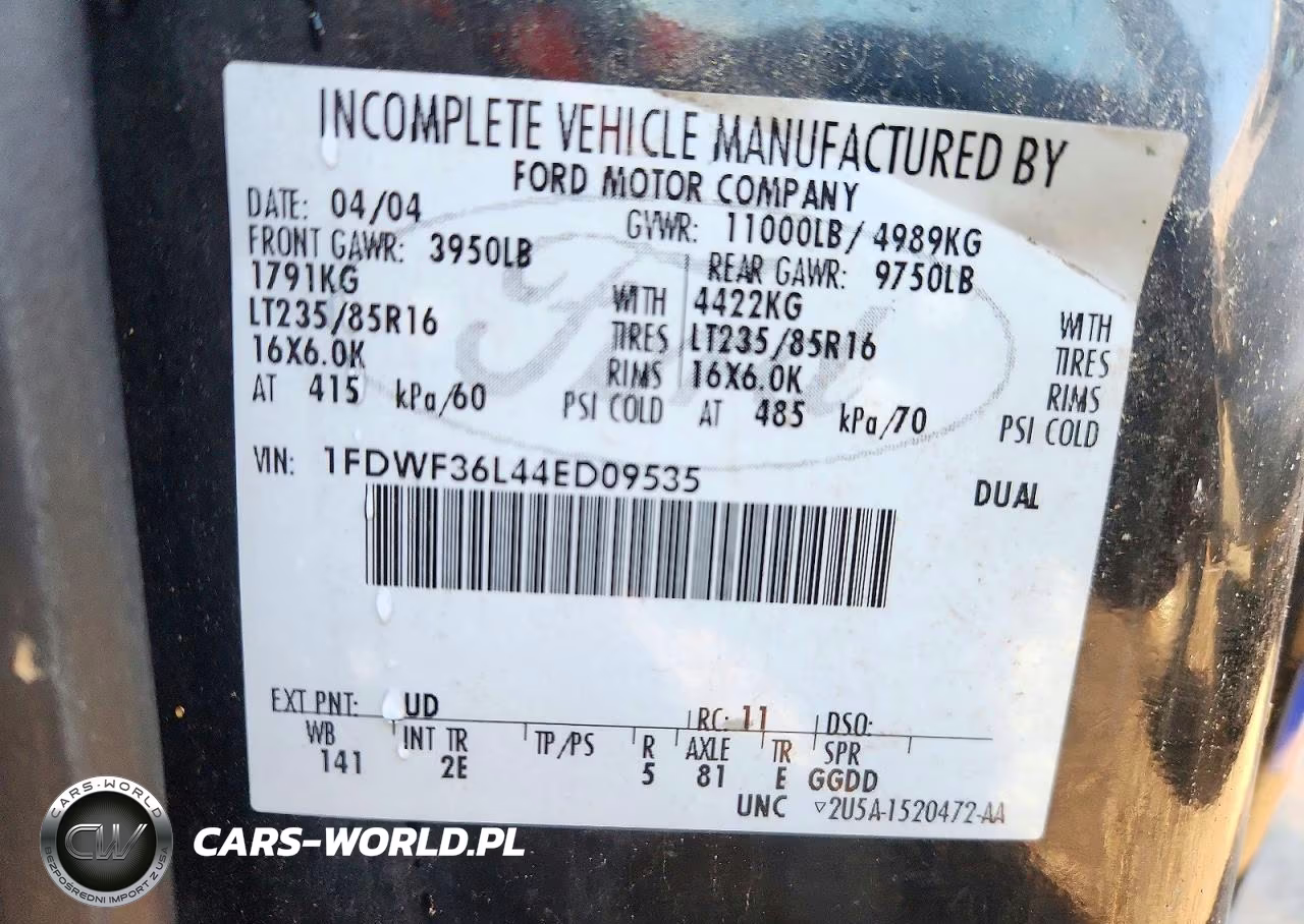 2004 Ford F350 Super Duty VIN:1FDWF36L44ED09535 - 12