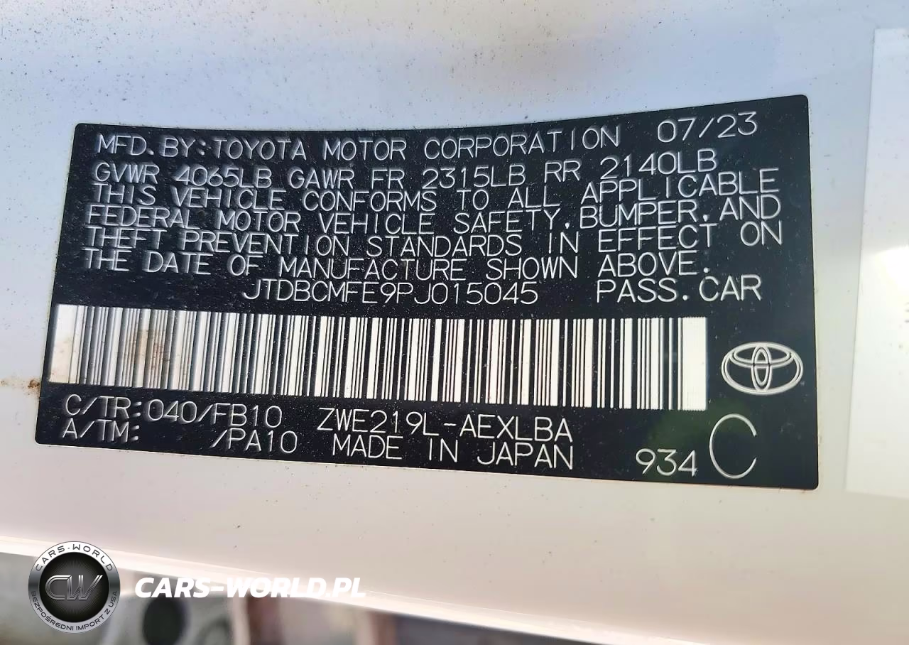 2023 Toyota Corolla Hybrid Le VIN:JTDBCMFE9PJ015045 - 12