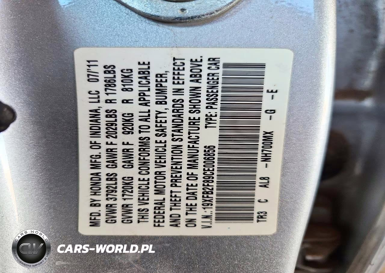 2012 Honda Civic Ex VIN:19XFB2F89CE006856 - 12