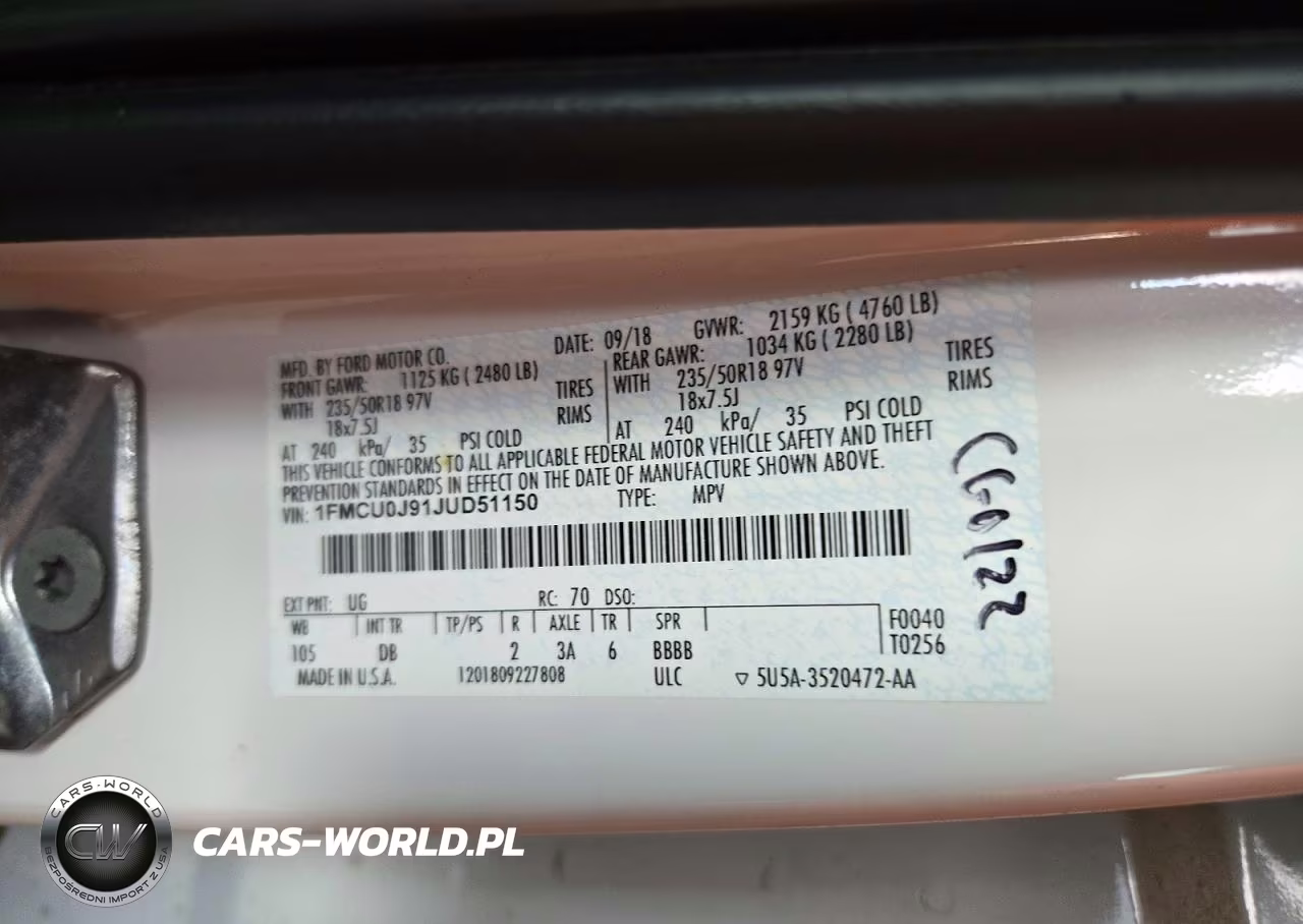 2018 Ford Escape Titanium VIN:1FMCU0J91JUD51150 - 13